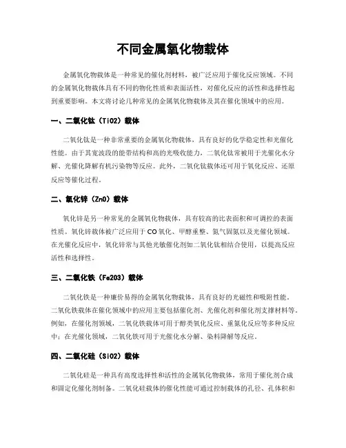 不同金属氧化物载体