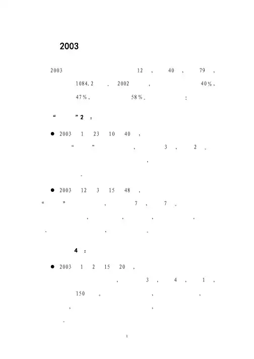 2003年重大事故案例