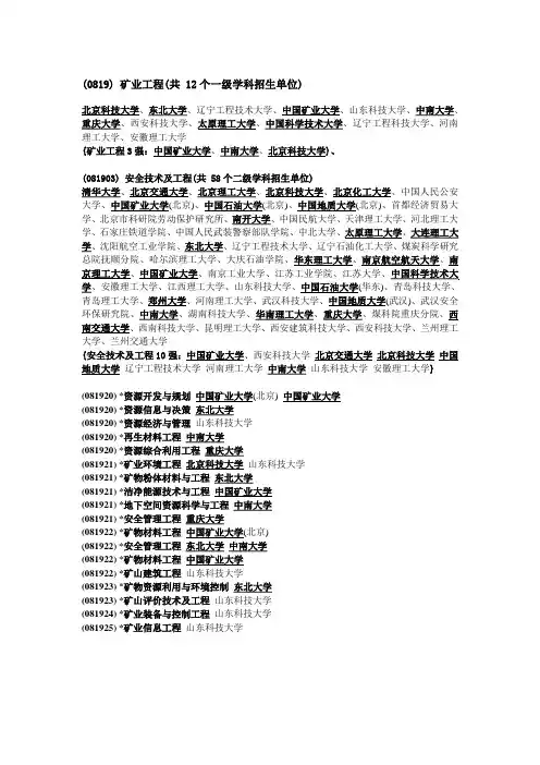 (安全生产)考研安全类相关专业介绍