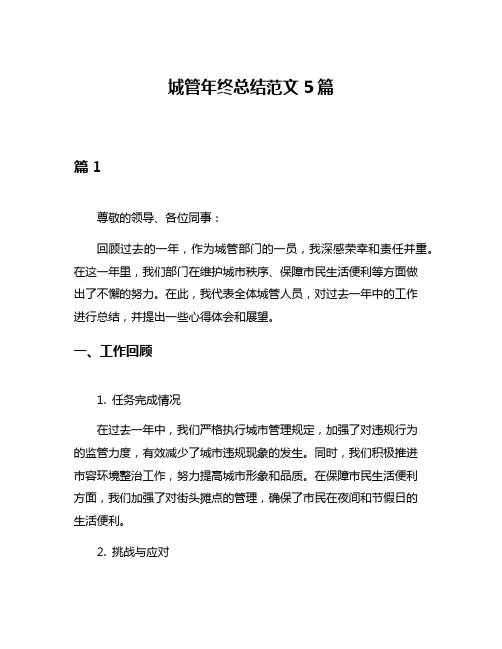 城管年终总结范文5篇