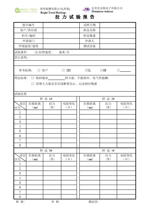 拉力试验报告