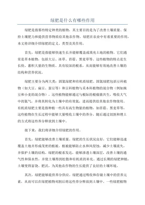 绿肥是什么有哪些作用