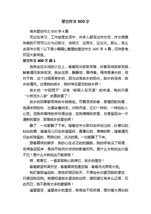 有关星空作文600字4篇