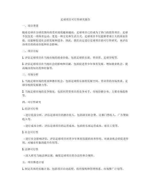 足球项目可行性研究报告