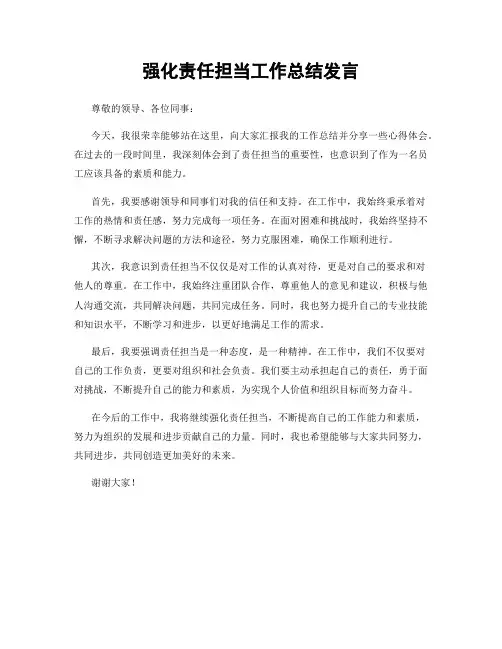 强化责任担当工作总结发言