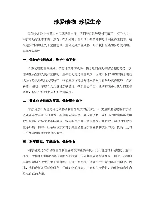 珍爱动物 珍视生命