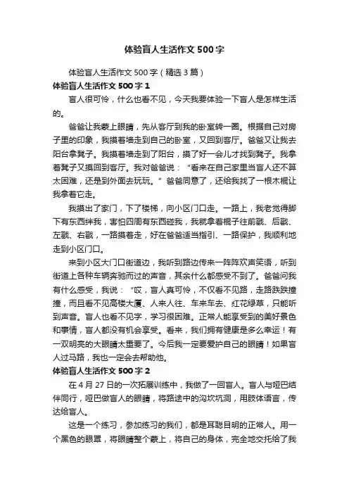 体验盲人生活作文500字（精选3篇）