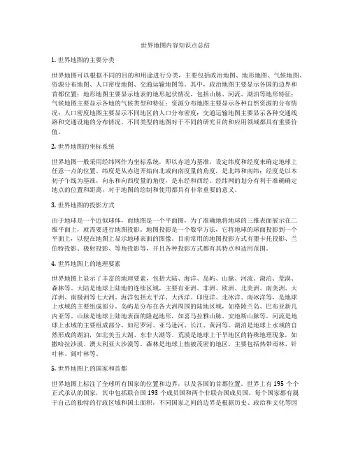 世界地图内容知识点总结
