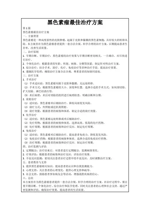 黑色素瘤最佳治疗方案