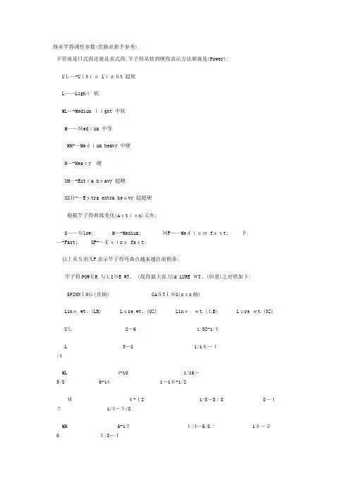 路亚竿的调性参数