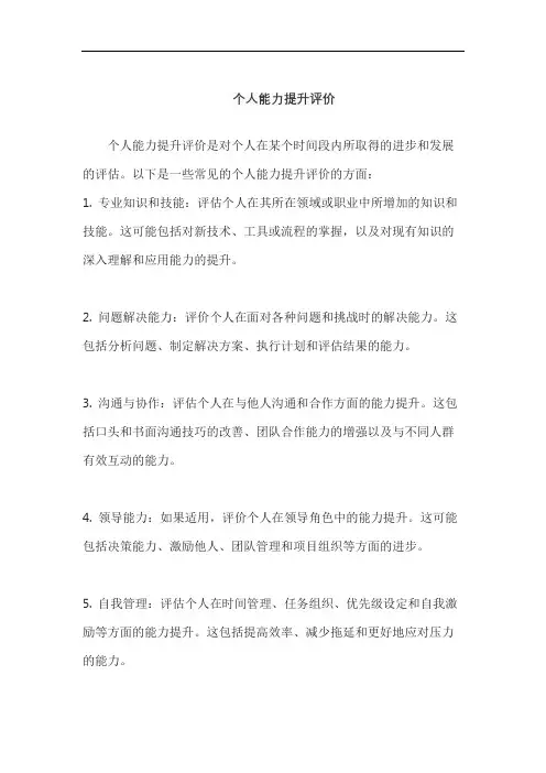 个人能力提升评价