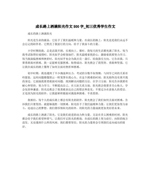 成长路上洒满阳光作文500字_初三优秀学生作文