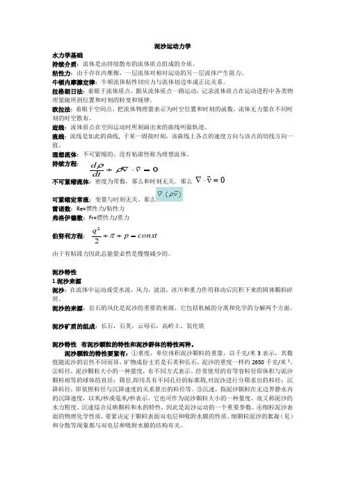 泥沙运动力学