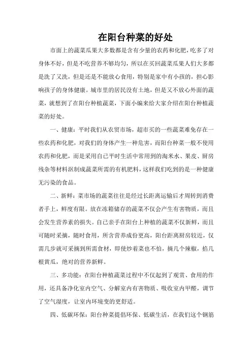 在阳台种菜的好处