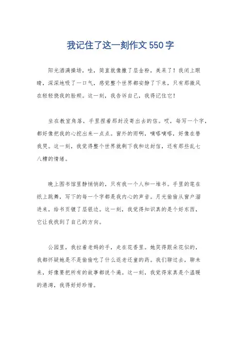 我记住了这一刻作文550字