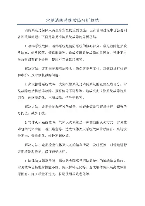 常见消防系统故障分析总结