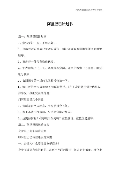 阿里巴巴计划书
