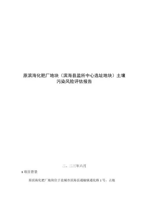 原滨海化肥厂地块(滨海县监所中心选址地块)土壤污染风险评估报告