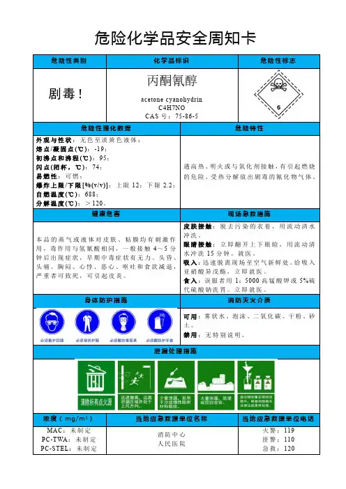 丙酮氰醇-危险化学品安全周知卡