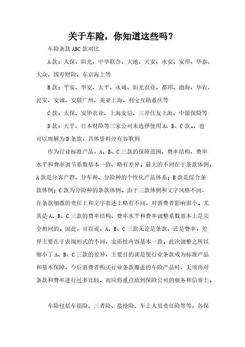 【VIP专享】关于车险,你知道这些吗？