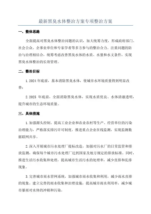 最新黑臭水体整治方案专项整治方案