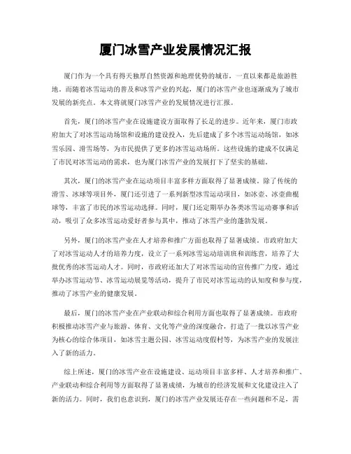 厦门冰雪产业发展情况汇报