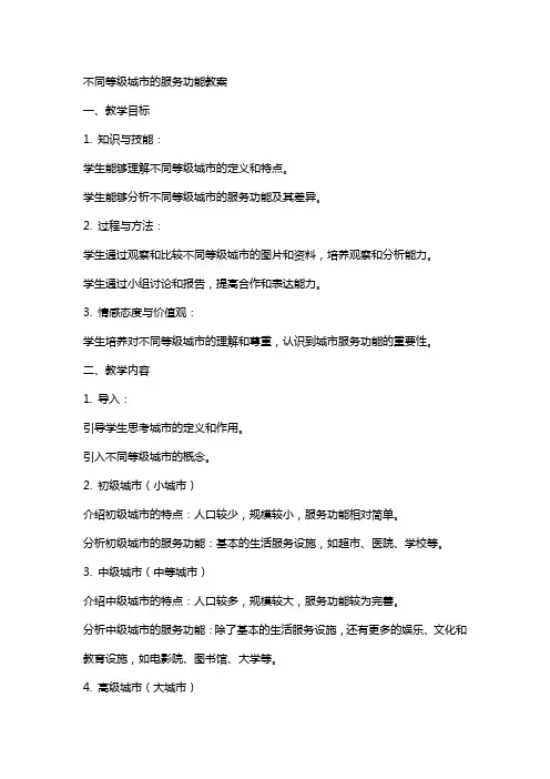 不同等级城市的服务功能教案
