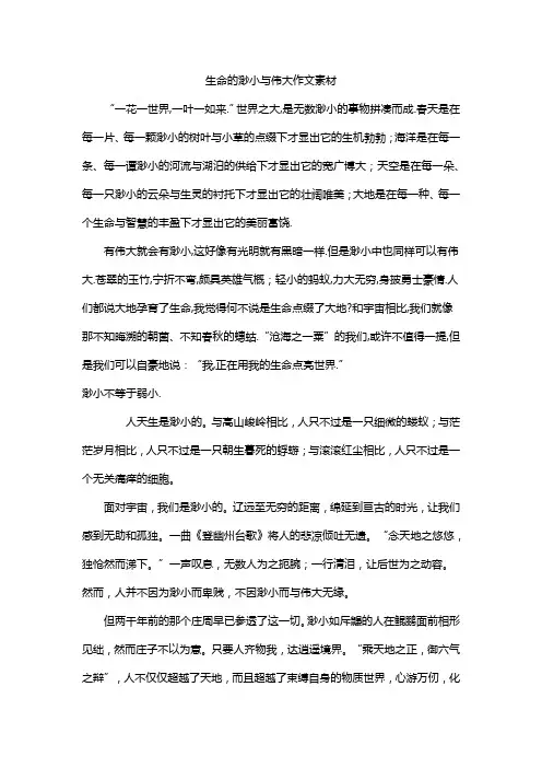 生命的渺小与伟大作文素材