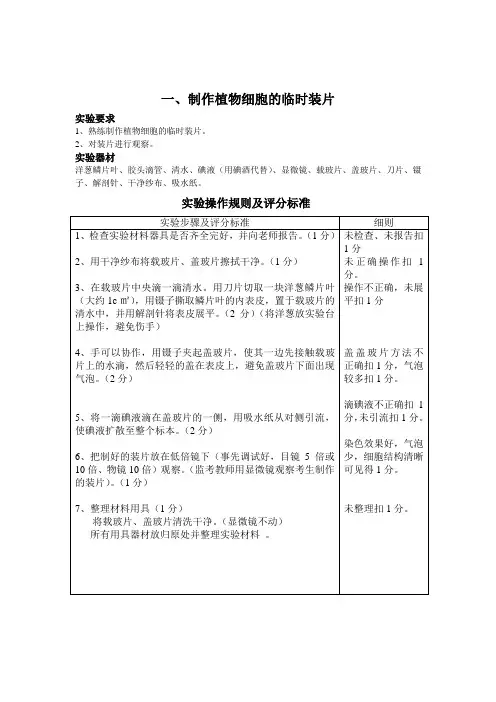 生物实验操作考试共4题