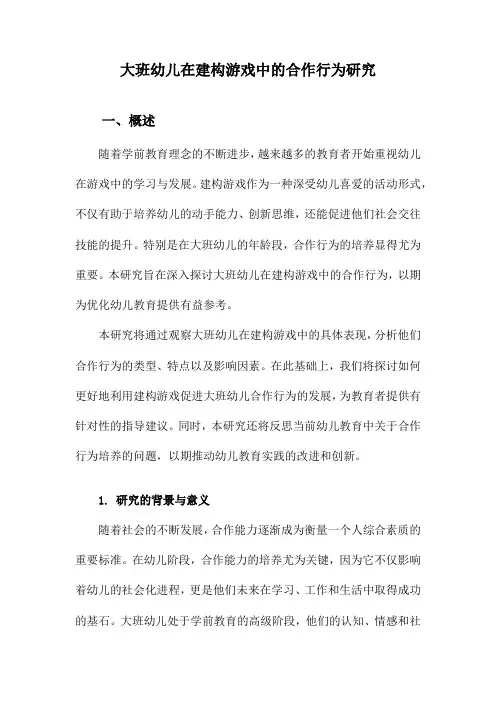 大班幼儿在建构游戏中的合作行为研究