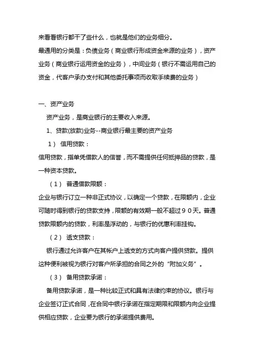商业银行业务种类