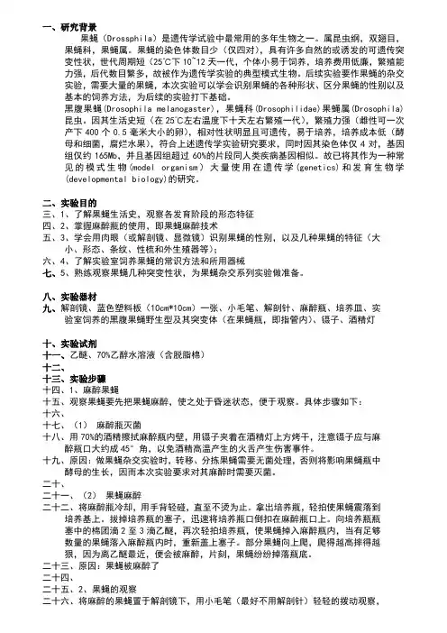 果蝇不同性状的观察