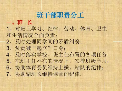 班委会职责及分工表
