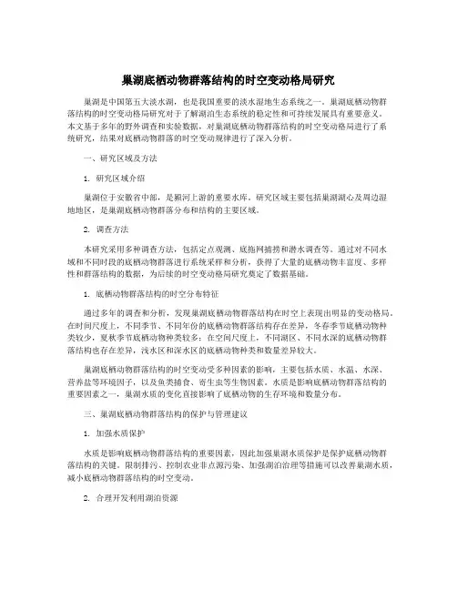 巢湖底栖动物群落结构的时空变动格局研究