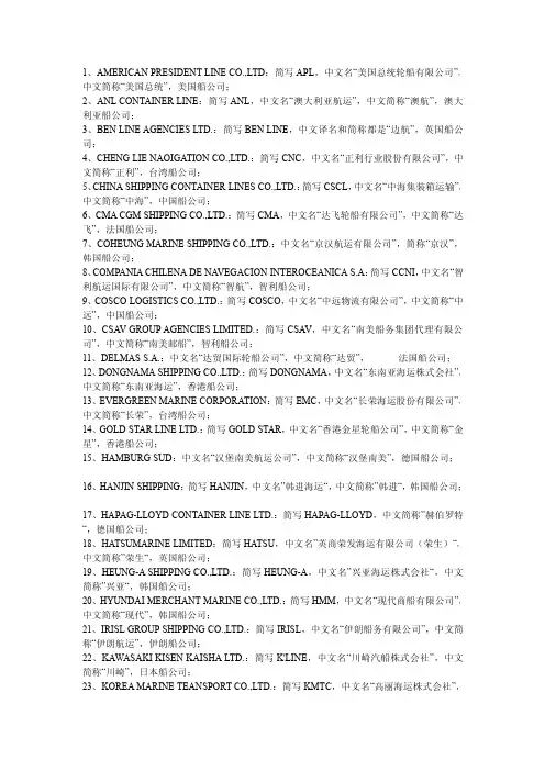 世界主要船公司