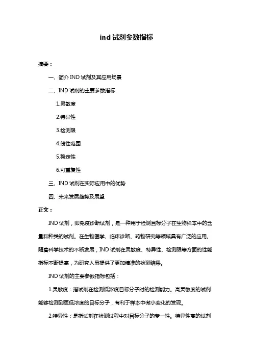ind试剂参数指标