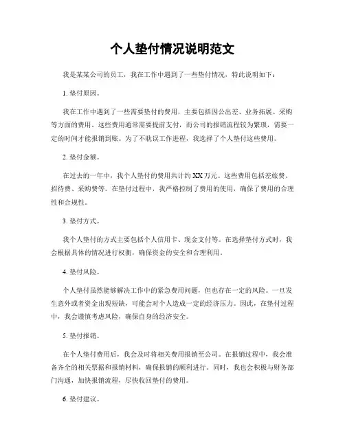个人垫付情况说明范文
