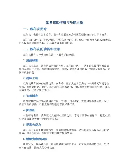 款冬花的作用与功能主治