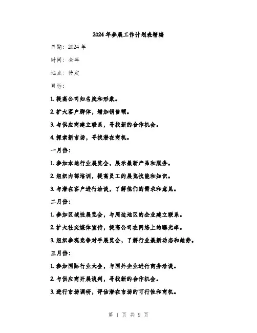 2024年参展工作计划表精编(3篇)