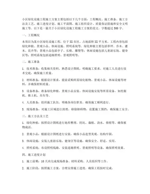 小区绿化设施工程施工方案