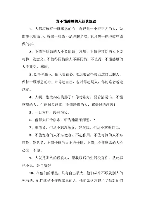 骂不懂感恩的人经典短语