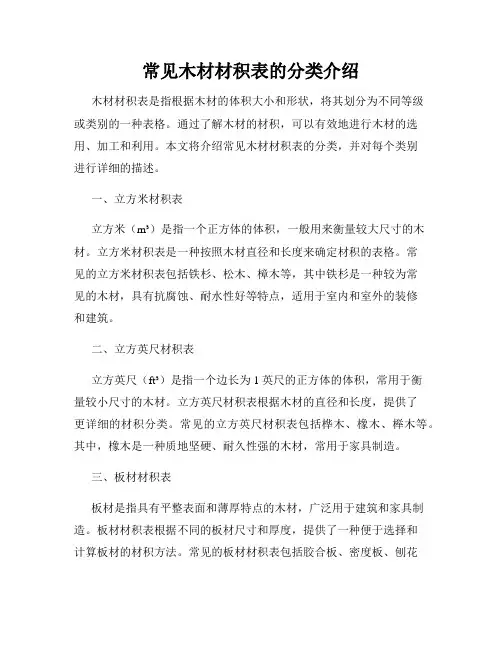 常见木材材积表的分类介绍