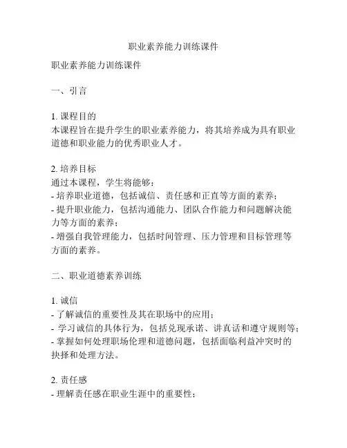 职业素养能力训练课件