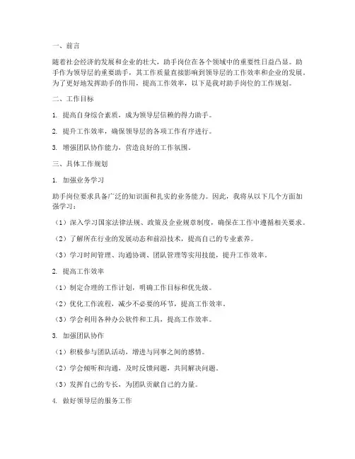 助手岗位工作规划