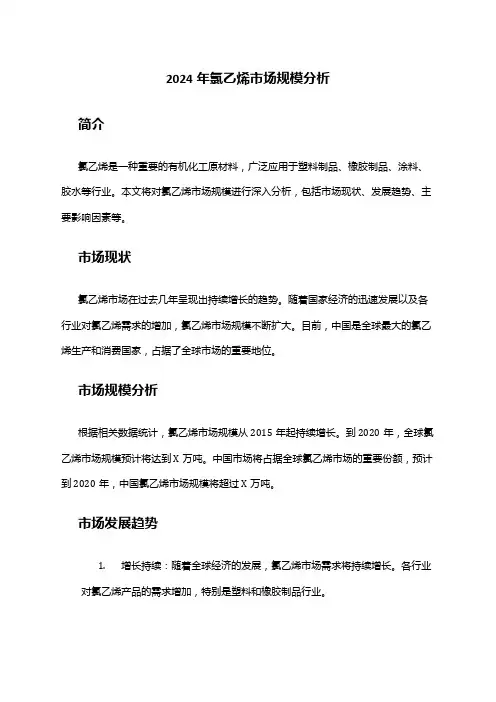 2024年氯乙烯市场规模分析