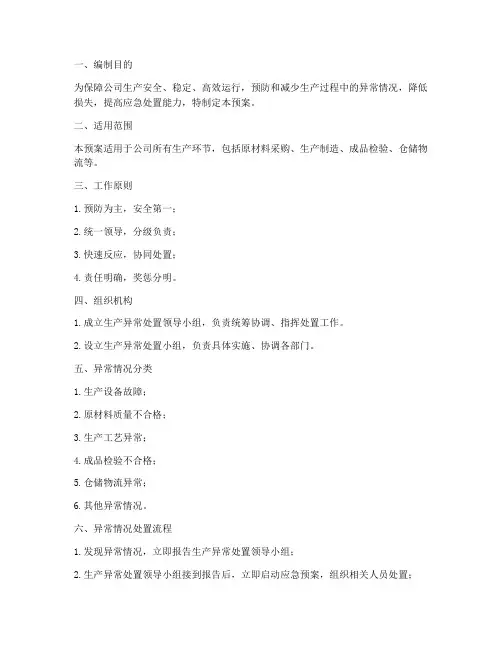 生产异常处置预案