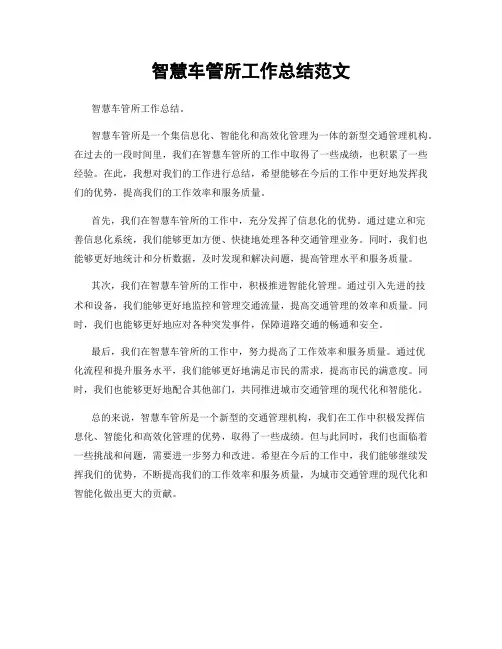 智慧车管所工作总结范文