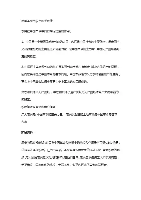中国革命中农民的重要性