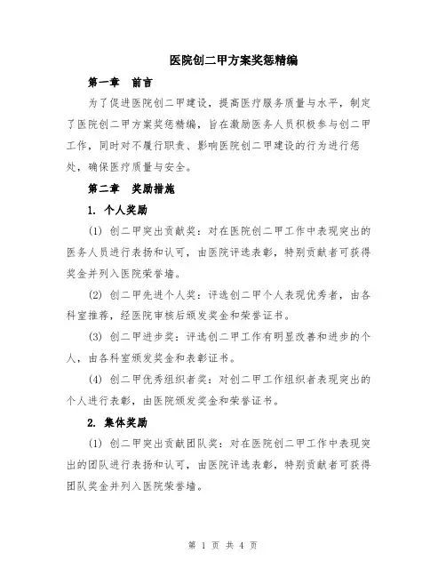 医院创二甲方案奖惩精编