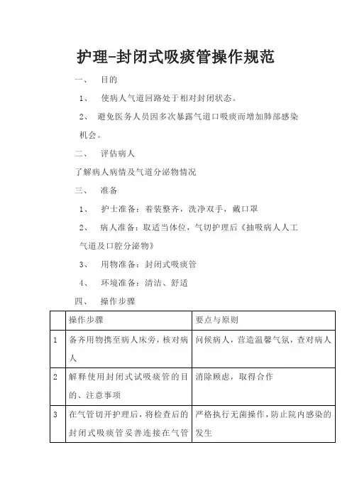 护理-封闭式吸痰管操作规范
